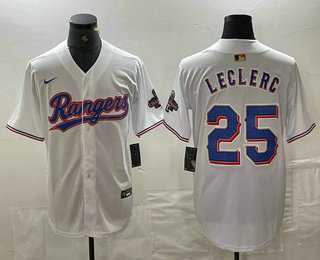 Mens Texas Rangers #25 Jose Leclerc White 2024 Gold Collection Limited Cool Base Jersey